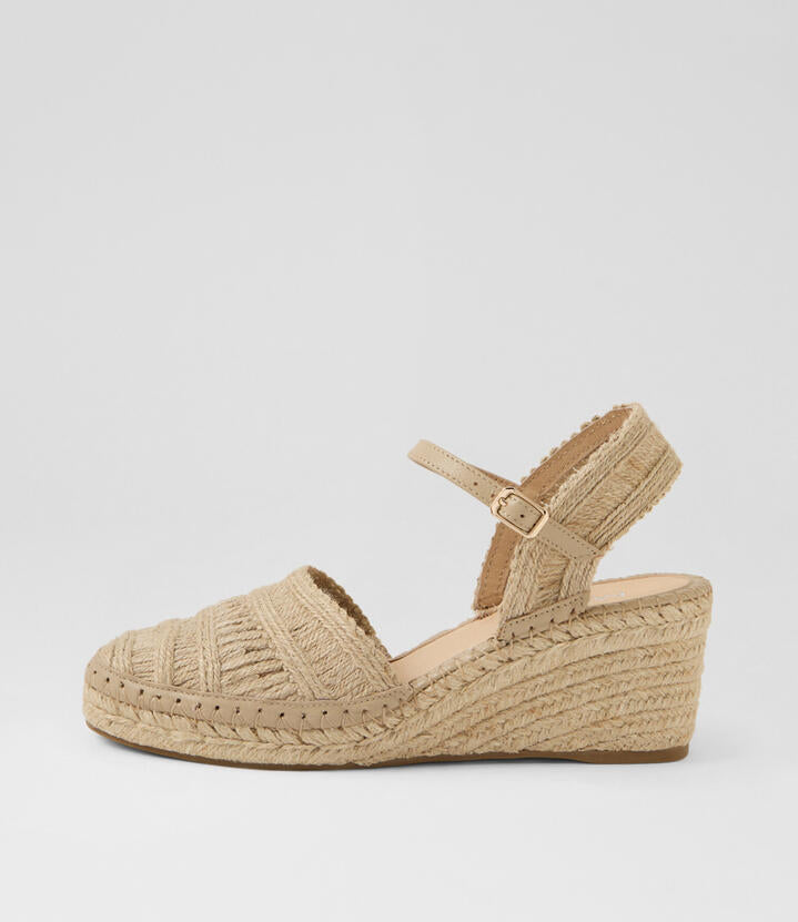 Image of Boots. Productname: Fodele Natural Synthetic Raffia Leather Wedges in NATURAL colour by brand - MIDAS