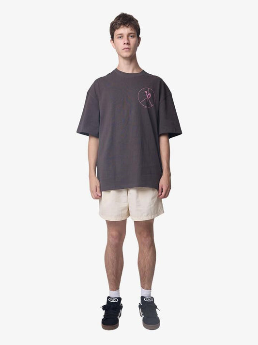 Image of a model wearing Tops. Productname: Deus Matchstick Tee in Anthracite colour by brand - Deus