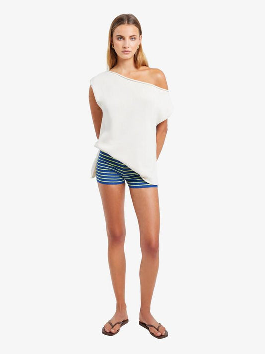 Image of a model wearing Tops. Productname: LIIDO Dani Relaxed Off Shoulder in Canvas colour by brand - LIIDO