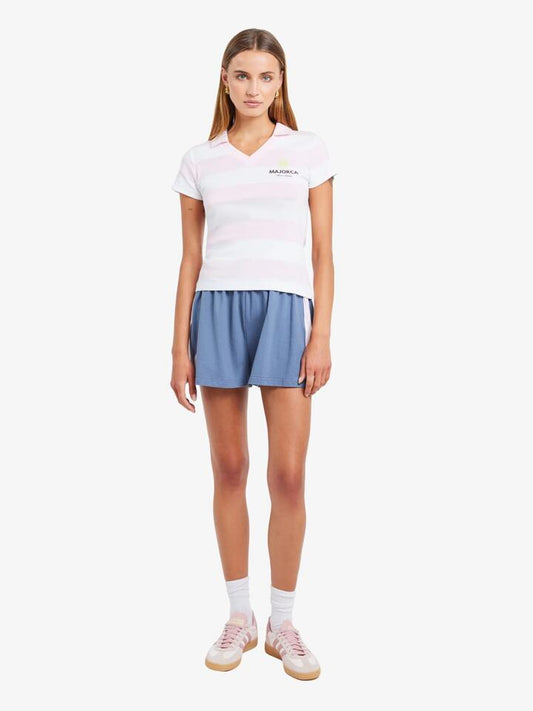 Image of a model wearing Tops. Productname: LIIDO Collared Majorca Tee in Mojorca Stripe colour by brand - LIIDO