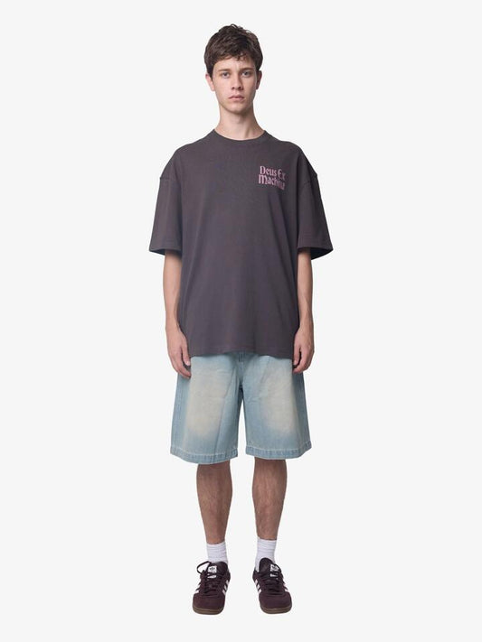 Image of a model wearing Tops. Productname: Deus Mycelium Tee in Anthracite colour by brand - Deus