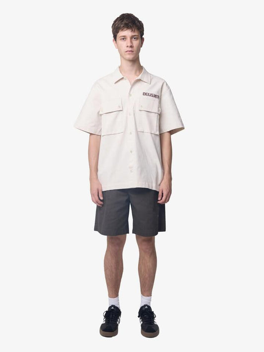 Image of a model wearing Tops. Productname: Deus Snake Charmer Shirt in Dirty White colour by brand - Deus