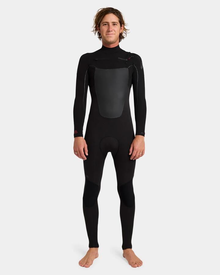 Image of Wetsuits. Product name - Quiksilver Mens 3/2Mm Marathon Sessions Chest Zip Wetsuit Black in Black colour by brand - Quiksilver