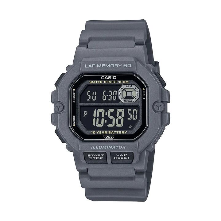Image of Watches. Productname: Casio Digital Sports Grey Watch WS1400H-8B in Watch colour by brand - Casio