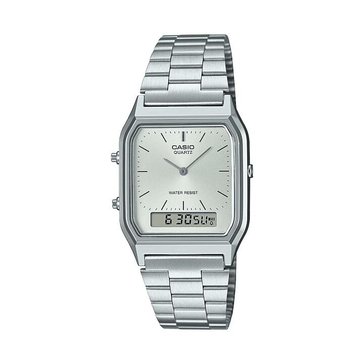 Image of Watches. Productname: Casio Vintage Analog-Digital Silver Tone Watch AQ230A-7A in Watch colour by brand - Casio