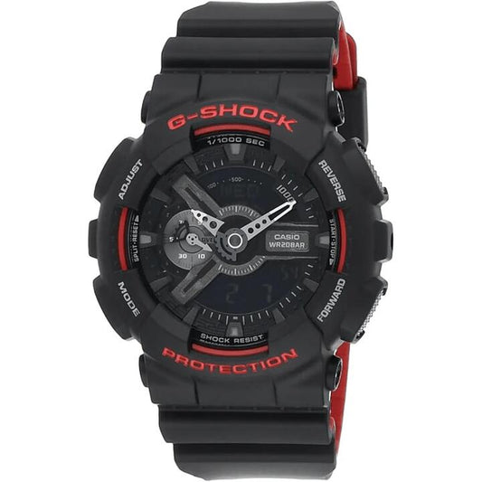 Image of Watches. Productname: Casio G-Shock Analog-Digital Black and Red Watch GA110HR-1A in Watch colour by brand - Casio G Shock