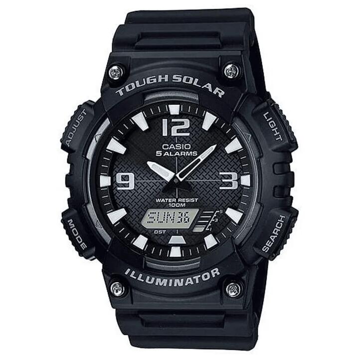 Image of Watches. Productname: Casio Solar Analog-Digital Black Watch AQS810W-1A2 in Watch colour by brand - Bevilles