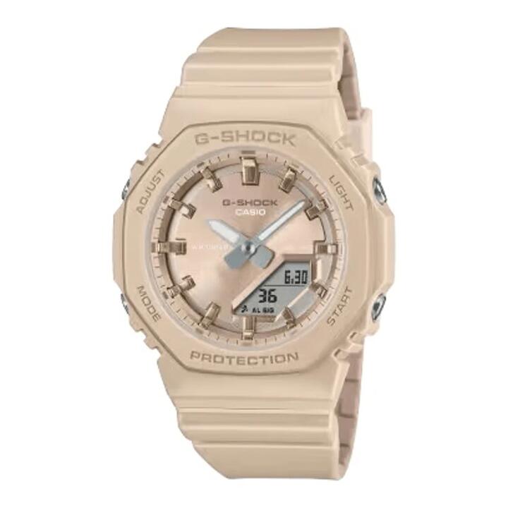 Image of Watches. Productname: Casio G-Shock Analog-Digital Cream Watch GMAP2100ST-9A in Watch colour by brand - Bevilles