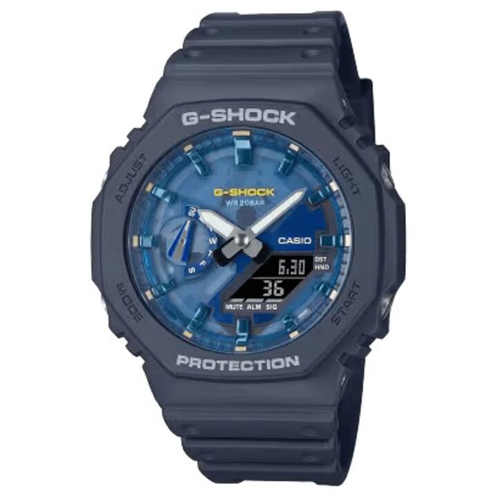 Image of Watches. Productname: Casio G-Shock Analog-Digital Blue Watch GA2100AS-2A in Watch colour by brand - Bevilles