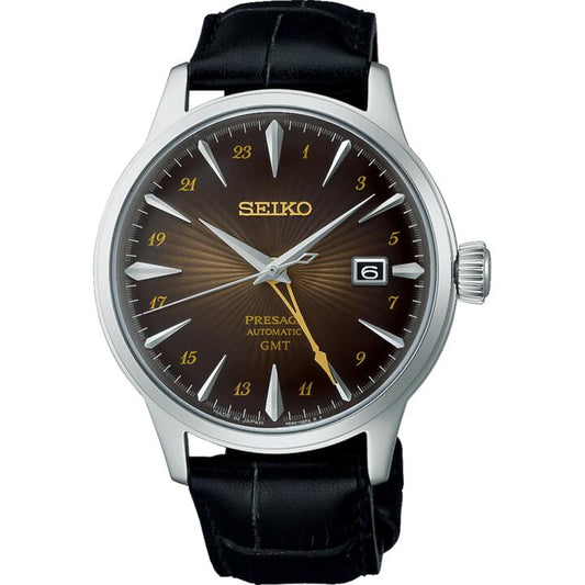 Image of Watches. Productname: Seiko Cocktail Time Automatic Black Leather Watch SSK039J in Watch colour by brand - Seiko