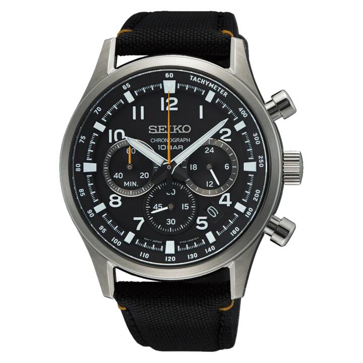 Image of Watches. Productname: Seiko Conceptual Chronograph Black Nylon Watch SSB449P in Watch colour by brand - Seiko