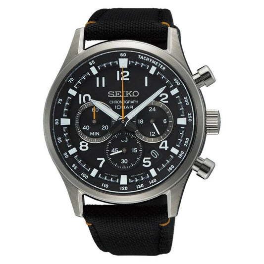 Image of Watches. Productname: Seiko Conceptual Chronograph Black Nylon Watch SSB449P in Watch colour by brand - Seiko