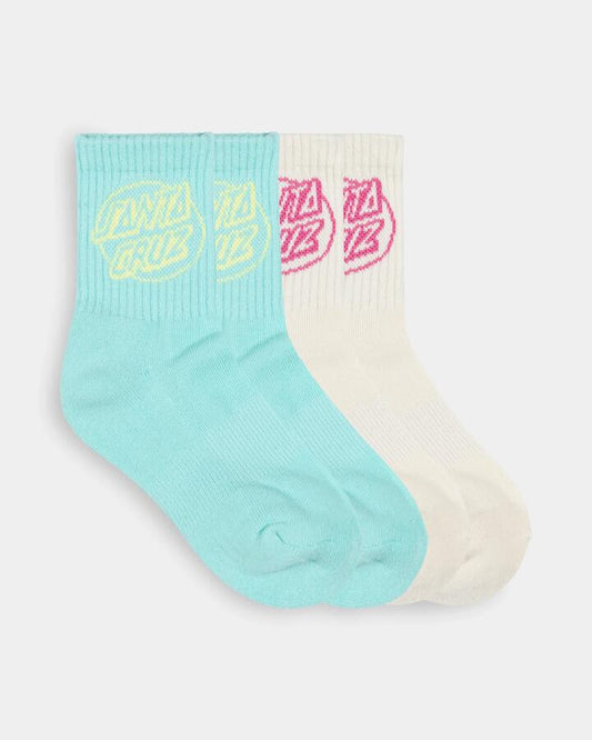 Image of Socks. Productname: santa Cruz Girls 8-16 Oval Dot Mid 4 Pack Crew Socks Multi - in Multi colour by brand - santa Cruz