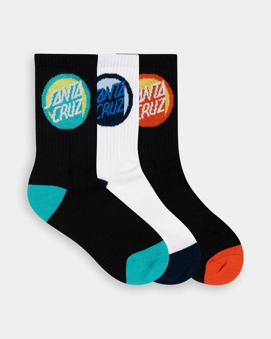 Image of Socks. Productname: santa Cruz Boys 8-16 Bold Shadow Dot 4 Pack Crew Socks Multi - in Multi colour by brand - santa Cruz