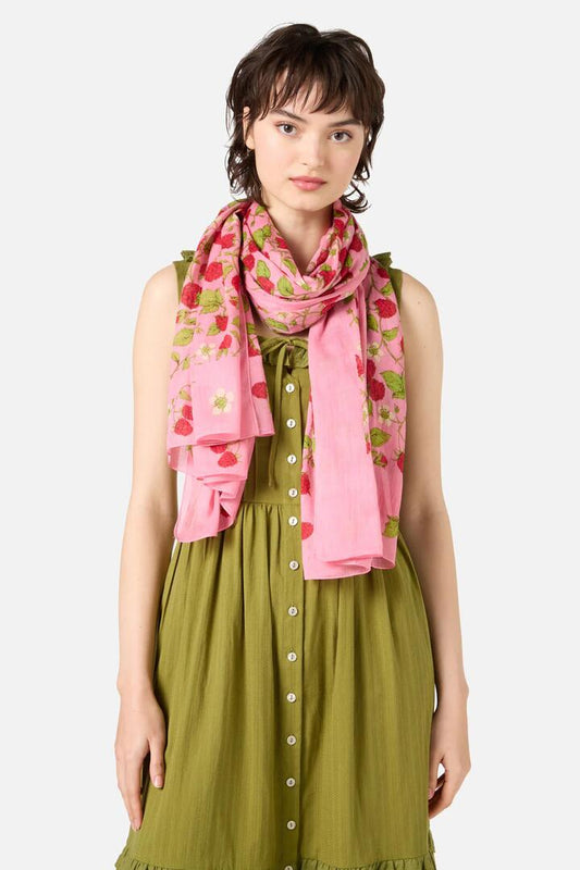 Image of Scarves & Shawls. Product name - Floral Soft Cotton Scarf in Pink colour by brand - Princess Highway