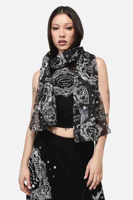 Image of Scarves & Shawls. Product name - SÃ©ance Goth Cotton Scarf in Black colour by brand - Dangerfield