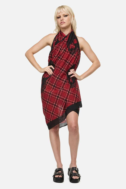 Image of Swimwear. Productname: Piracy Tartan Cotton Sarong in Black colour by brand - Dangerfield