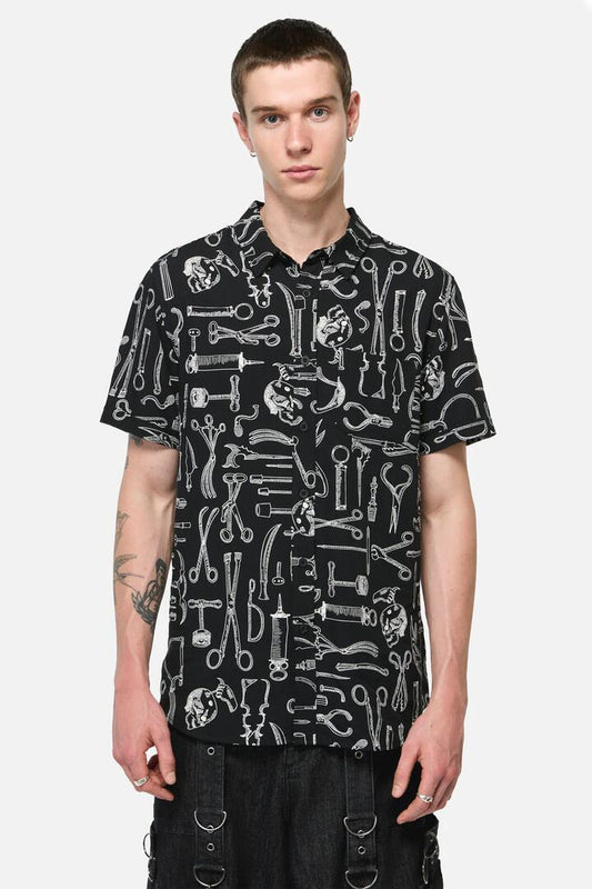 Image of a model wearing Tops. Productname: Barbaric Goth SS Shirt in Black/White colour by brand - Black Friday