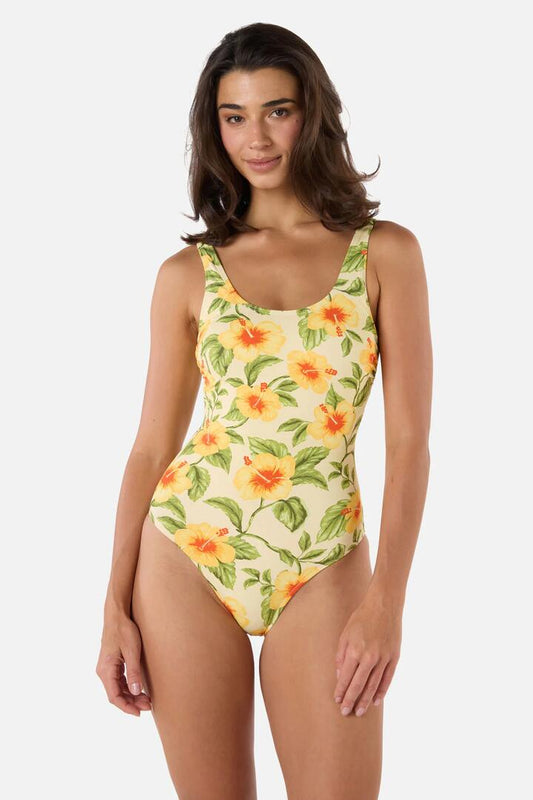 Image of Swimwear. Productname: Hibiscus One Piece in Cream colour by brand - Princess Highway