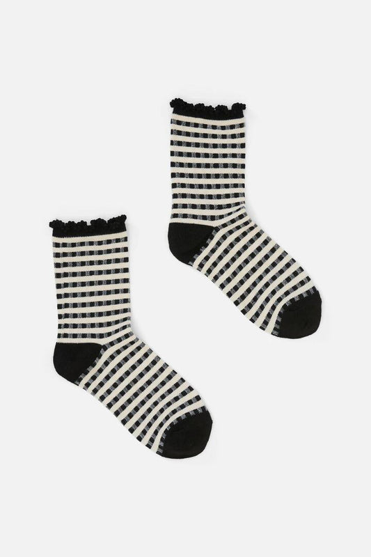 Image of Socks. Productname: Gingham Check Sock in Black colour by brand - Dangerfield