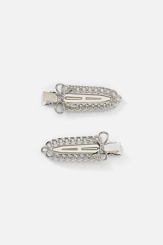 Image of Hair Accessories. Productname: Metal Bow Hair Clips in Silver colour by brand - Black Friday