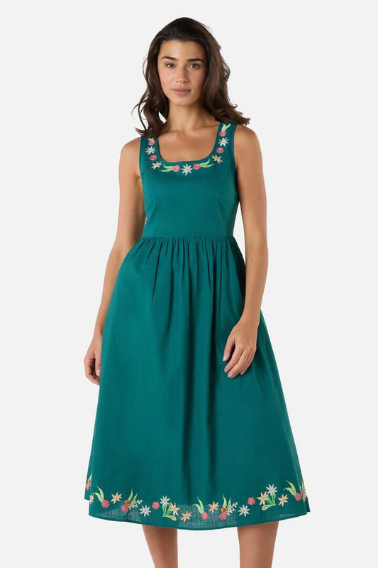 Image of Dresses. Productname: Sweet Native Embroidered Dress in Teal colour by brand - Princess Highway