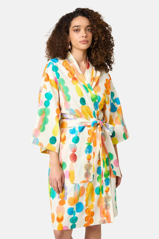 Image of Others. Productname: Rainbow Drops Linen Bathrobe in Print colour by brand - Gorman