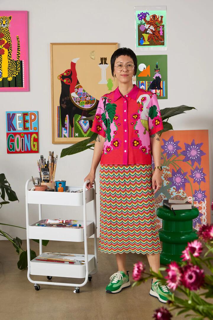 Image of Dresses. Product name - Squiggle Knit Dress in Multi colour by brand - Gorman