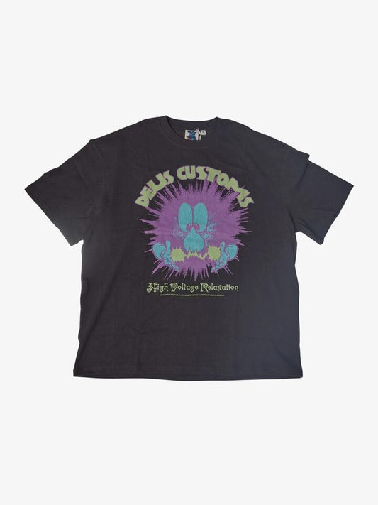 Image of a model wearing Tops. Productname: Deus Zzap Tee in Anthracite colour by brand - Deus