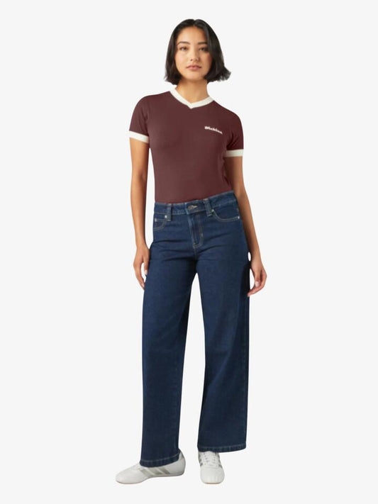 Image of a model wearing Denim. Productname: Dickies Denim Trucker X-Loose Pants in Dark Indigo colour by brand - Dickies