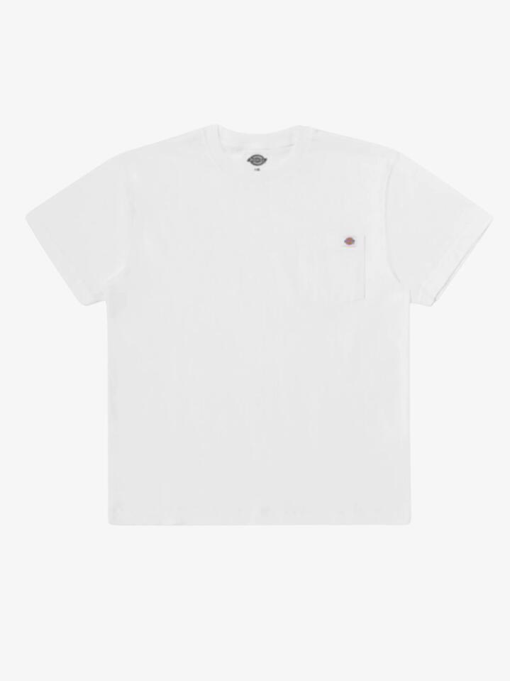 Image of a model wearing Tops. Productname: Dickies Heavy Jersey Pocket Tee in White colour by brand - Dickies
