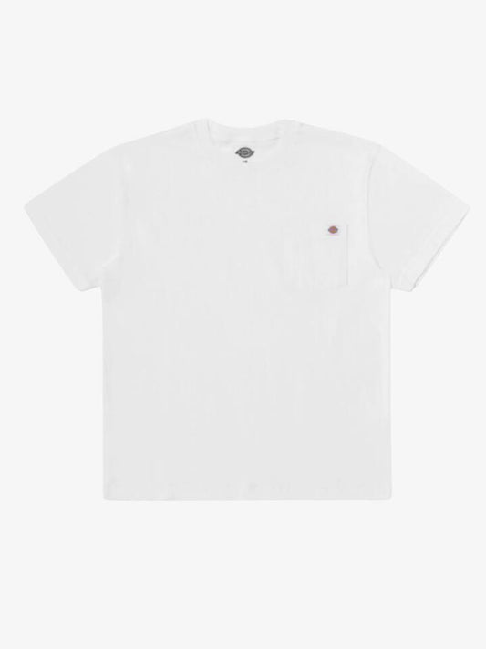 Image of a model wearing Tops. Productname: Dickies Heavy Jersey Pocket Tee in White colour by brand - Dickies