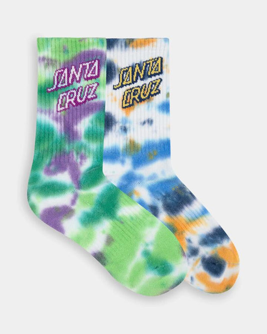 Image of Socks. Productname: santa Cruz Boys 8-16 Stack Strip 2 Pack Crew Socks Multi - in Multi colour by brand - santa Cruz