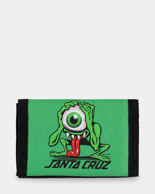 Image of Wallets & Money Clips. Productname: santa Cruz Boys 8-16 Eyegore Strip Velcro Tri-Fold Wallet Light Green - in Light Green colour by brand - santa Cruz