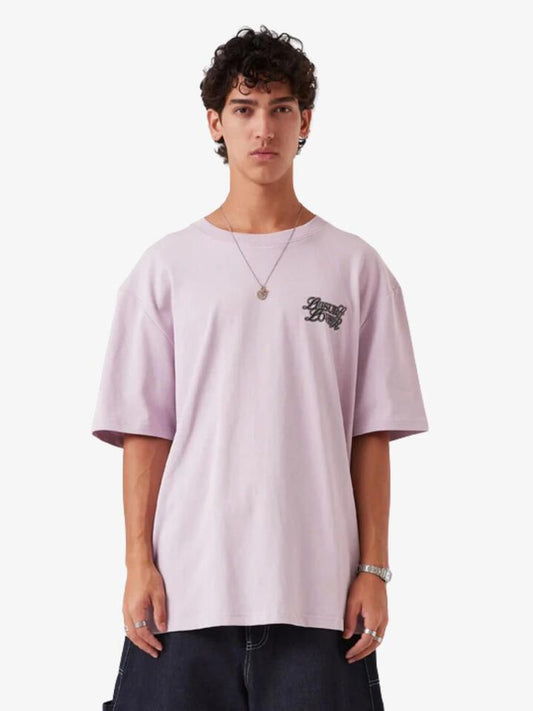 Image of a model wearing Tops. Productname: Barney Cools Lover Tee in Dusty Lilac colour by brand - Barney Cools