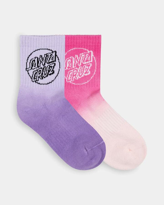 Image of Socks. Productname: santa Cruz Girls 8-16 Opus Dot Mid 2 Pack Crew Socks Pink/Purple - in Pink/Purple colour by brand - santa Cruz