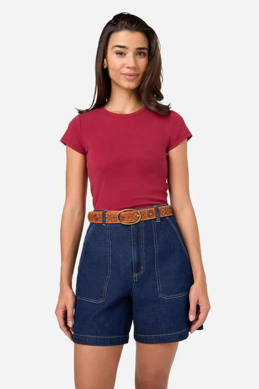 Image of Accessories. Productname: Embroidered Stud Belt in Tan colour by brand - Princess Highway