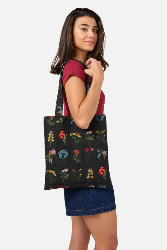 Image of Bags. Productname: Floral Embroidered Tote in Black colour by brand - Princess Highway