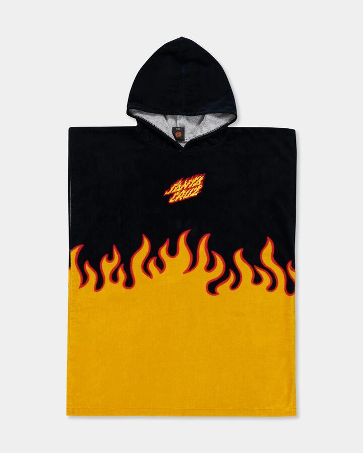 Image of Towels. Product name - Santa Cruz Boys 8-16 Flaming Stack Hooded Towel Yellow in Yellow colour by brand - Santa Cruz