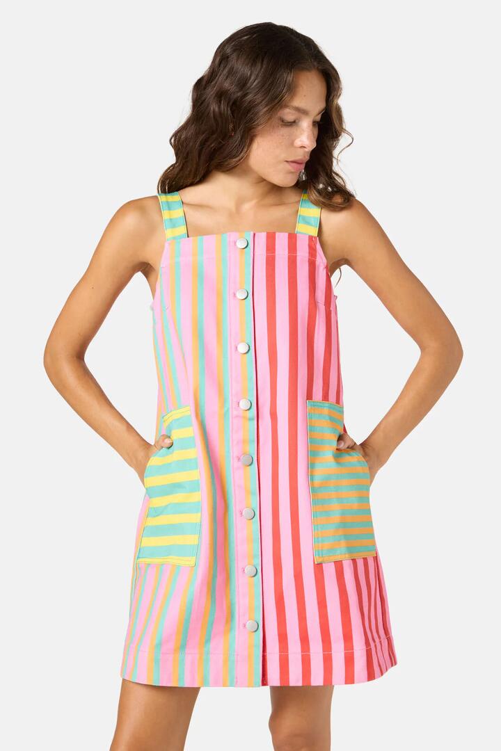 Image of Dresses. Product name - Stripe Lover Pinafore Dress in Print colour by brand - Gorman