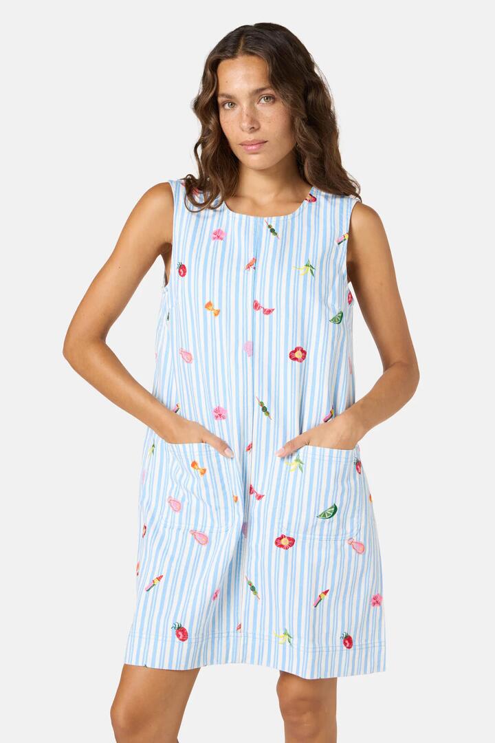 Image of Dresses. Product name - Antipasto Print Denim Dress in Multi colour by brand - Gorman