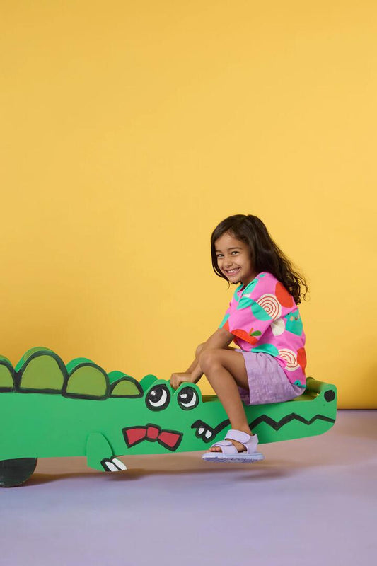 Image of a model wearing Tops. Productname: Spot Face Kids SS Tee in Pink colour by brand - Gorman