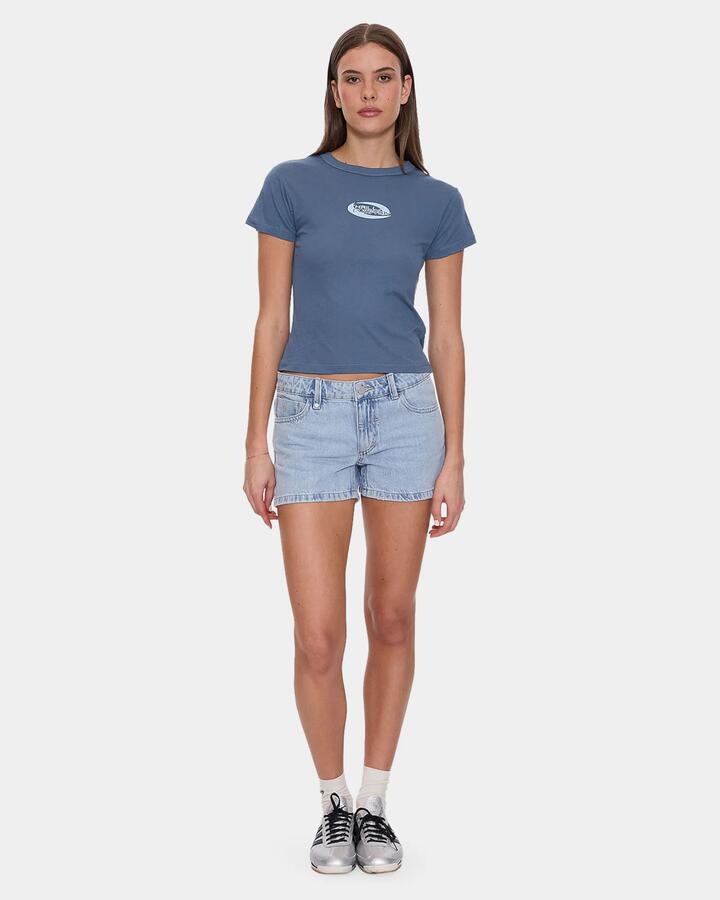 Image of T-Shirts. Product name - Thrills Womens Track Record Boy T-Shirt Bluefin in Bluefin colour by brand - Thrills