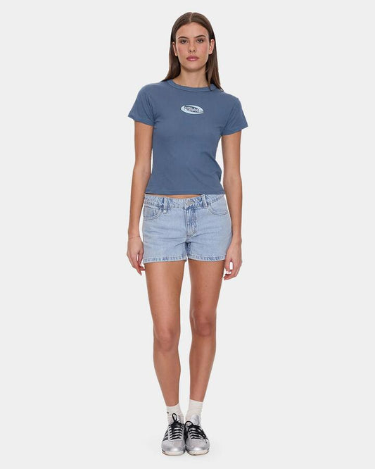 Image of T-Shirts. Product name - Thrills Womens Track Record Boy T-Shirt Bluefin in Bluefin colour by brand - Thrills