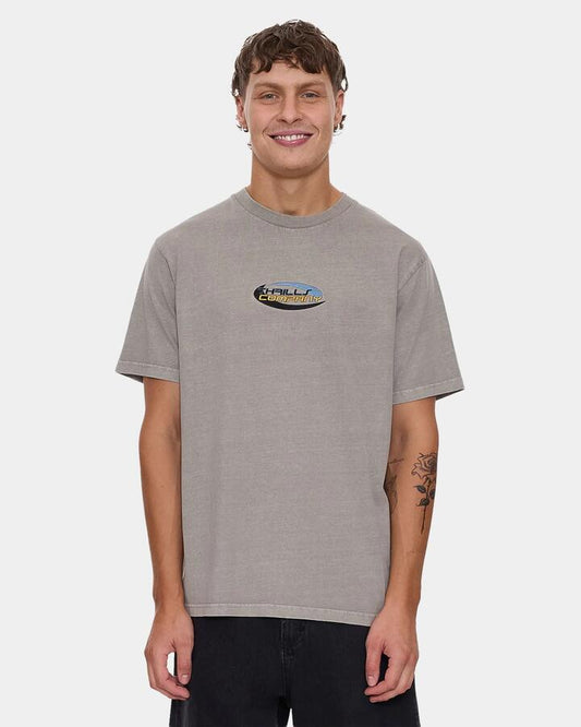 Image of T-Shirts. Product name - Thrills Mens Track Record T-Shirt Fog in Fog colour by brand - Thrills