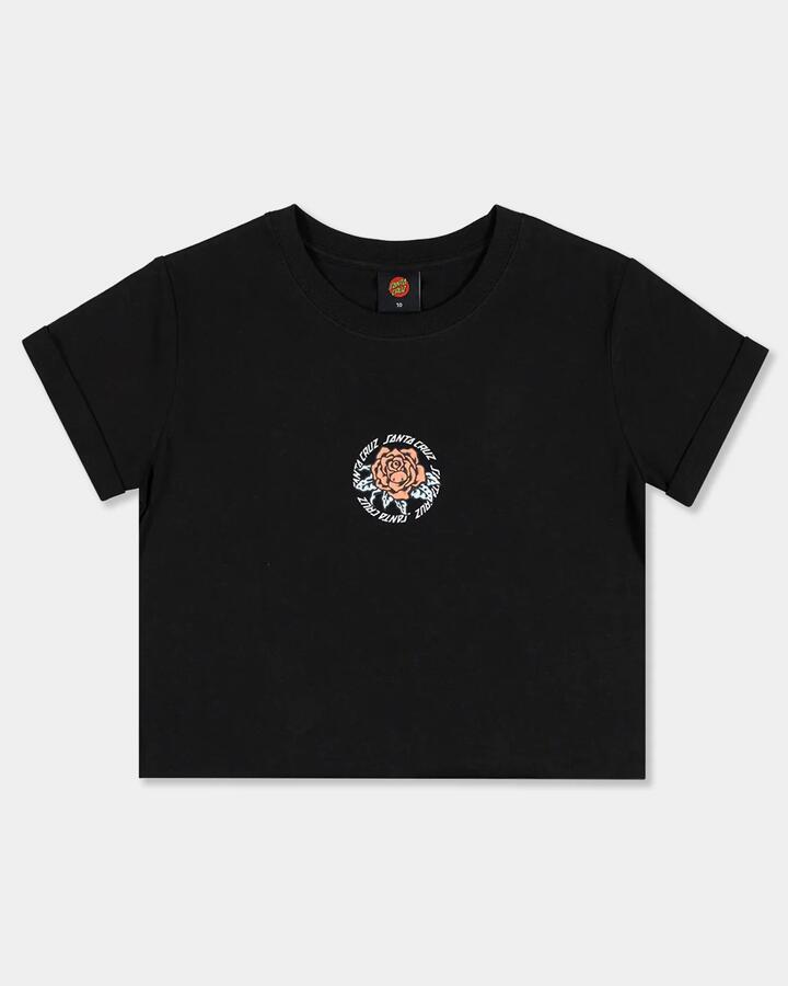 Image of T-Shirts. Product name - Santa Cruz Girls 6-16 Rosette Ronged Dot T-Shirt Black in Black colour by brand - Santa Cruz