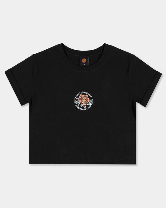 Image of T-Shirts. Product name - Santa Cruz Girls 6-16 Rosette Ronged Dot T-Shirt Black in Black colour by brand - Santa Cruz