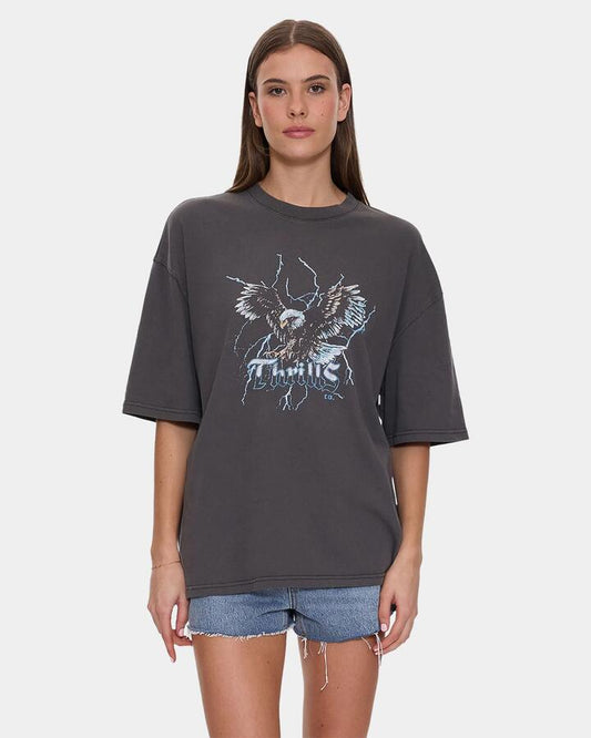 Image of T-Shirts. Product name - Thrills Womens Run For The Hills Oversized T-Shirt Merch Black in Merch Black colour by brand - Thrills