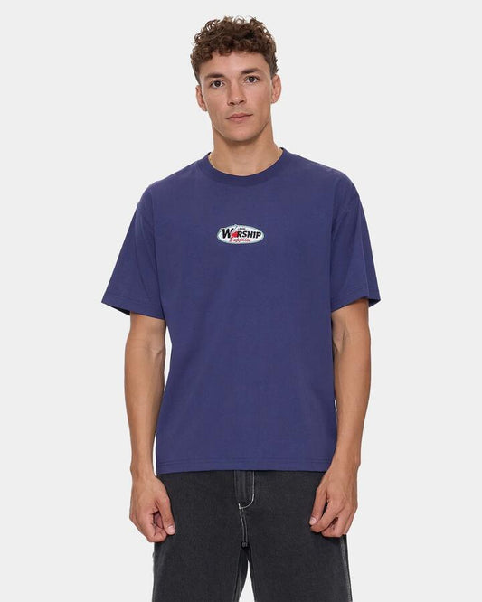 Image of T-Shirts. Product name - Worship Mens Glazed And Confused T-Shirt Medieval Blue in Medieval Blue colour by brand - Worship