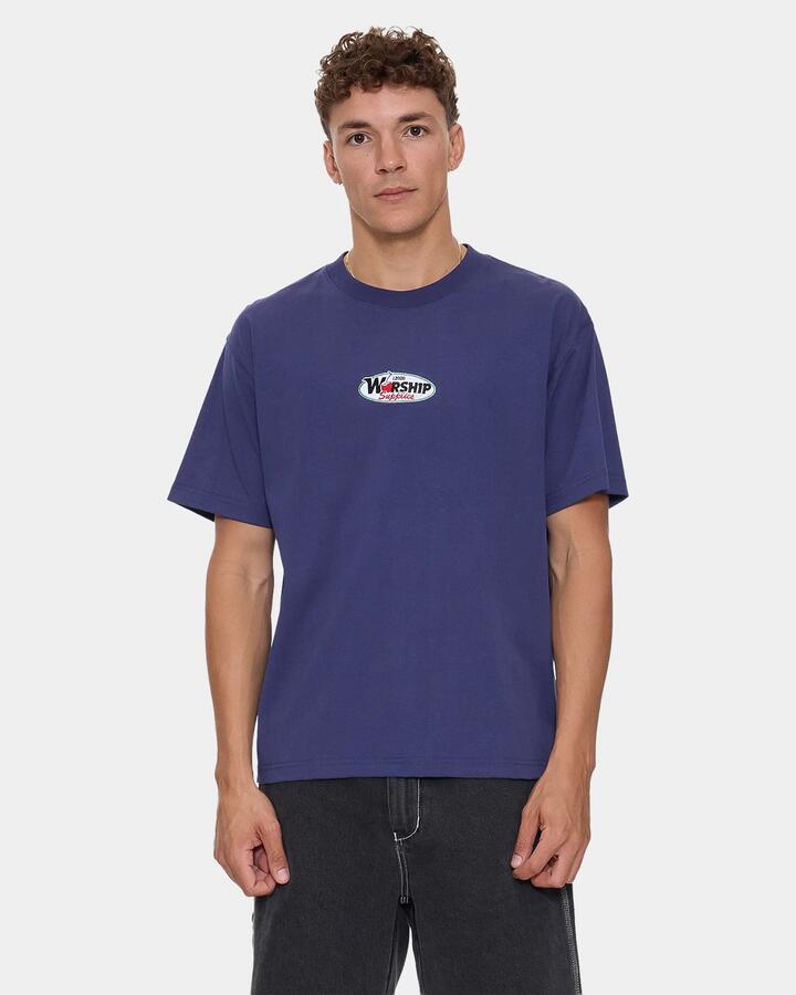 Image of T-Shirts. Product name - Worship Mens Glazed And Confused T-Shirt Medieval Blue in Medieval Blue colour by brand - Worship